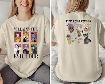 Disney Villains Hallloween T-Shirt, Villains The Evil Tour Tshirt, Pick your Poison Shirt,Ursula Shirt, Evil Queen Shirt, Cruella Shirt