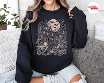 Retro Ghost Sweatshirt, Vintage Halloween Hoodie, Haunted Maison Sweater, Spooky Shirt