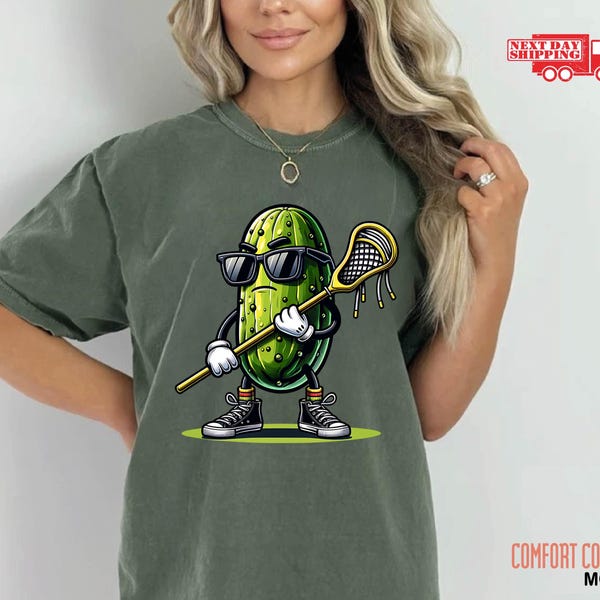 Comfort Colors Funny Lacrosse Shirt,  Lacrosse Pickle T-Shirt, Pickle Playing Lacrosse TShirt, Lacrosse Player Gift, Lacrosse Coach Gift
