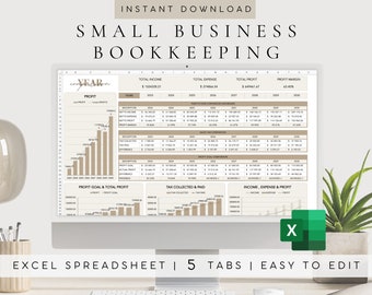 Planilha de Contabilidade para Pequenas Empresas em Excel, Preparação de Impostos, Controle de Despesas, Receitas e Lucros/Prejuízos