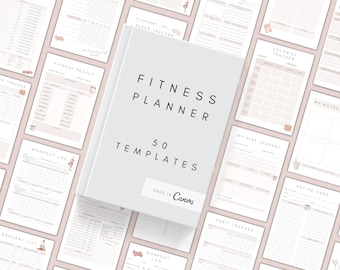 Fitness Planner Printable | Digital Weight Loss Journal | Editable Canva Planner | Wellness Planner PDF | Exercise Log| Meal Plan| Self-Care