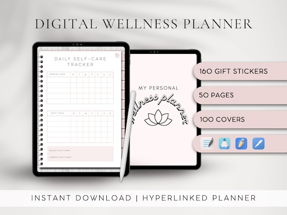 GoodNotes Wellness Planner Notability 2026 | Sleep Mood Gratitude Self-Care Tracker | Self-Love Challenge