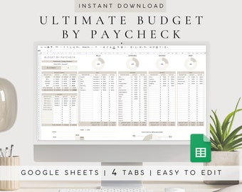 Ultimate Paycheck Budget Spreadsheet Google Sheets | Biweekly Monthly Sinking Funds Savings Bill Finance Tracker
