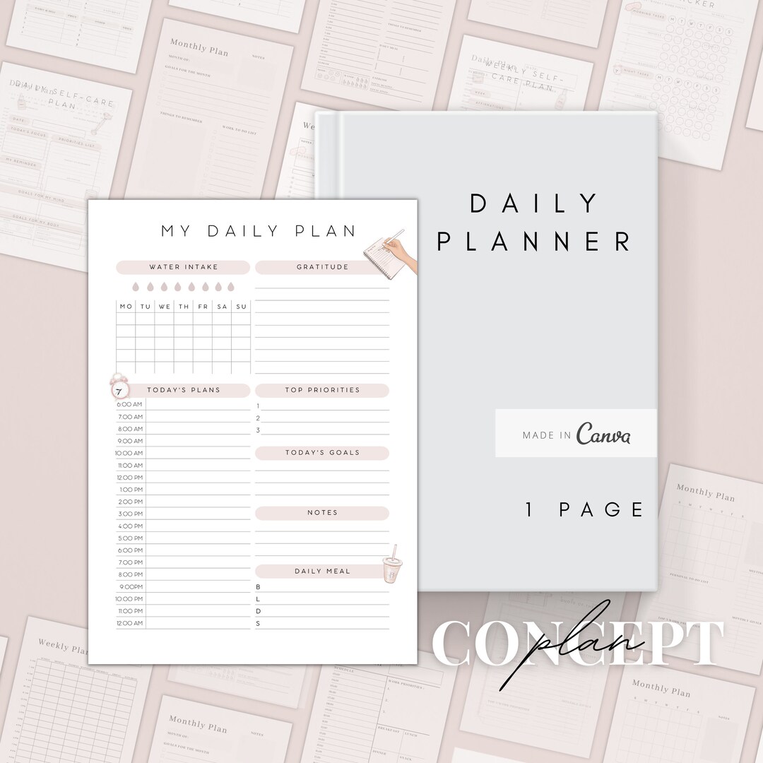 Buy Editable Daily Planner Template | Canva Printable Daily Schedule ...