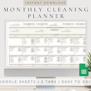 Checklist voor opschonen Spreadsheetsjabloon Google Spreadsheets | Bewerkbare schoonmaakplanner | Sjabloon schoonmaakschema | Dagelijks, wekelijks, maandelijks