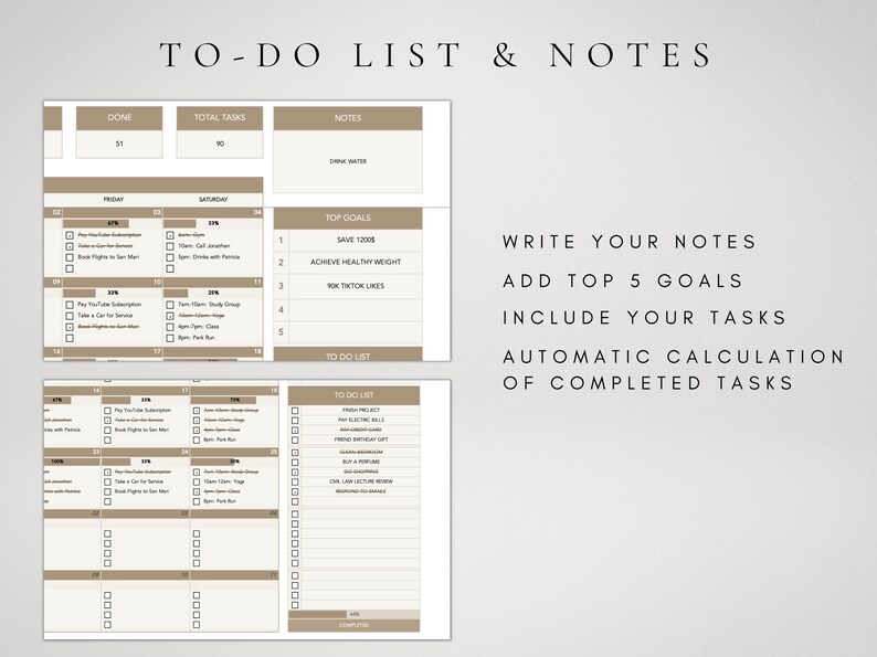 Task Tracker Excel Spreadsheet Planner Monthly Calendar - Etsy