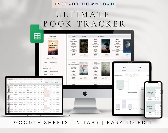 Ultimate Reading Spreadsheet, Google Sheets Template, 2023 Reading