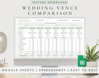 Wedding Venue Comparison Spreadsheet Google Sheets, Editable Planning Dashboard, Budget Decision Tracker Template