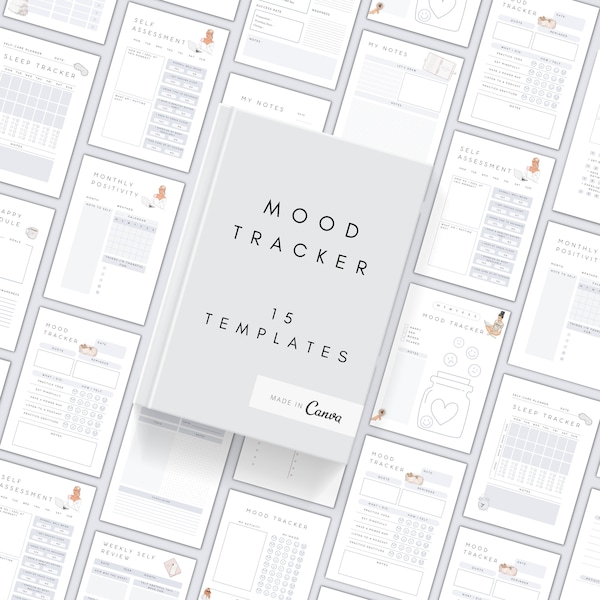 Mood Tracker | Self Care Journal | Wellness Planner | Mental Health Workbook | Mood Chart | Editable Digital Self Care Planner Template