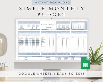 Budget Spreadsheet | Monthly Budget Planner Google Sheets | Personal Finance Dashboard | Expenses Bills Savings Debt Payoff Tracker