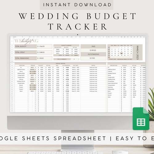 Wedding Planning Spreadsheet Wedding Budget Planner Etsy