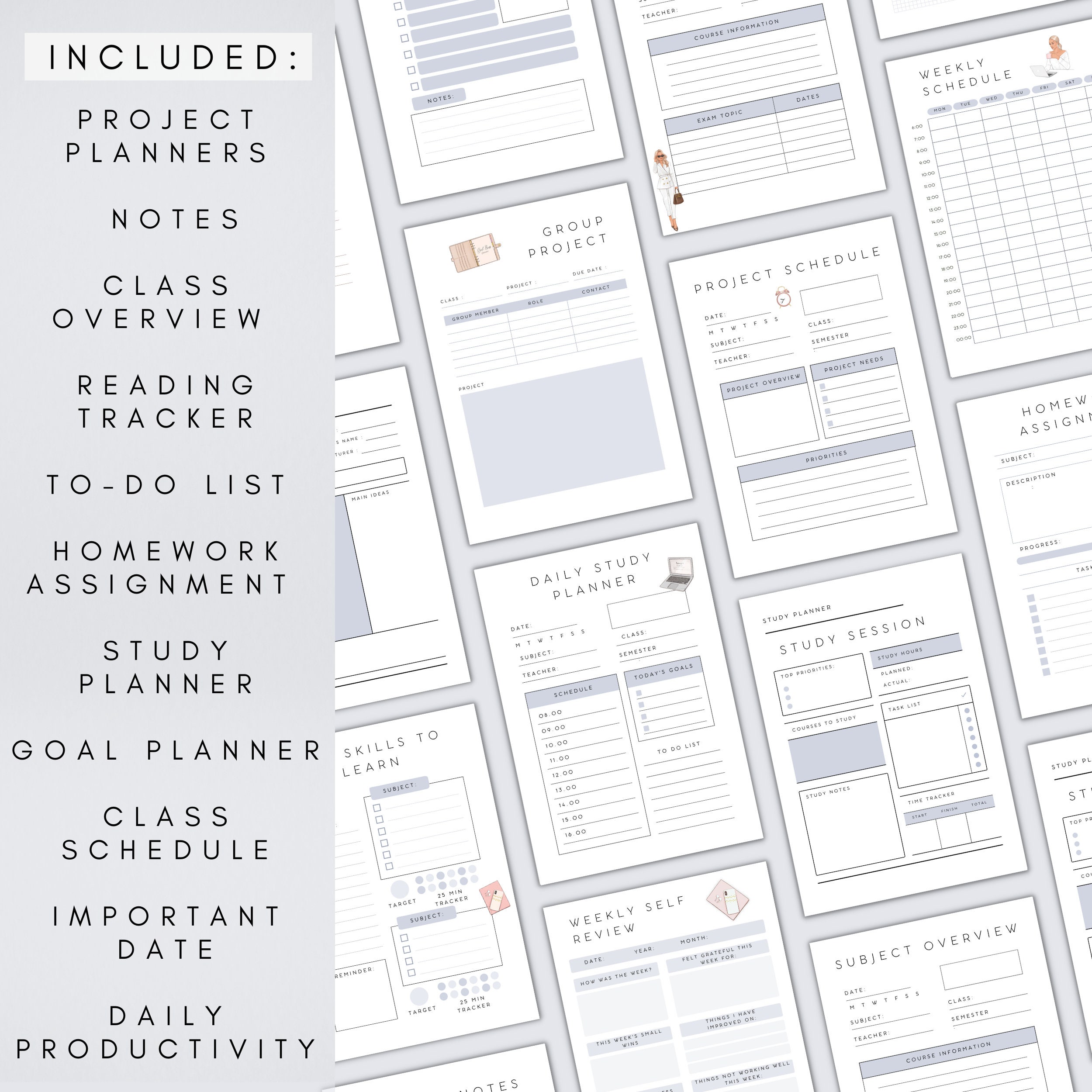 Student Planner Printable | Editable Canva Academic Planner Template ...
