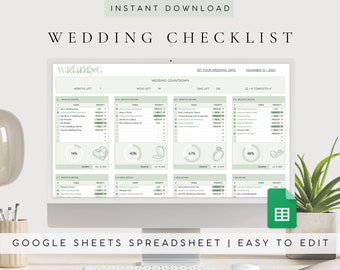 Wedding Planner Checklist | Google Sheets Template (Digital Download)