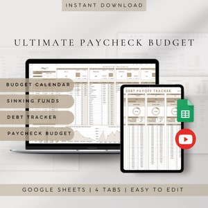 Bi-Weekly Weekly Budget Spreadsheet | Budget by Paycheck Template | Google Sheets Budget | Sinking Funds Tracker | Savings Tracker | Debt
