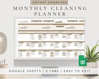 Editable Cleaning Schedule Spreadsheet Template Google Sheets | Daily, Monthly Cleaning Planner | To Do List Template | Family Chore Chart