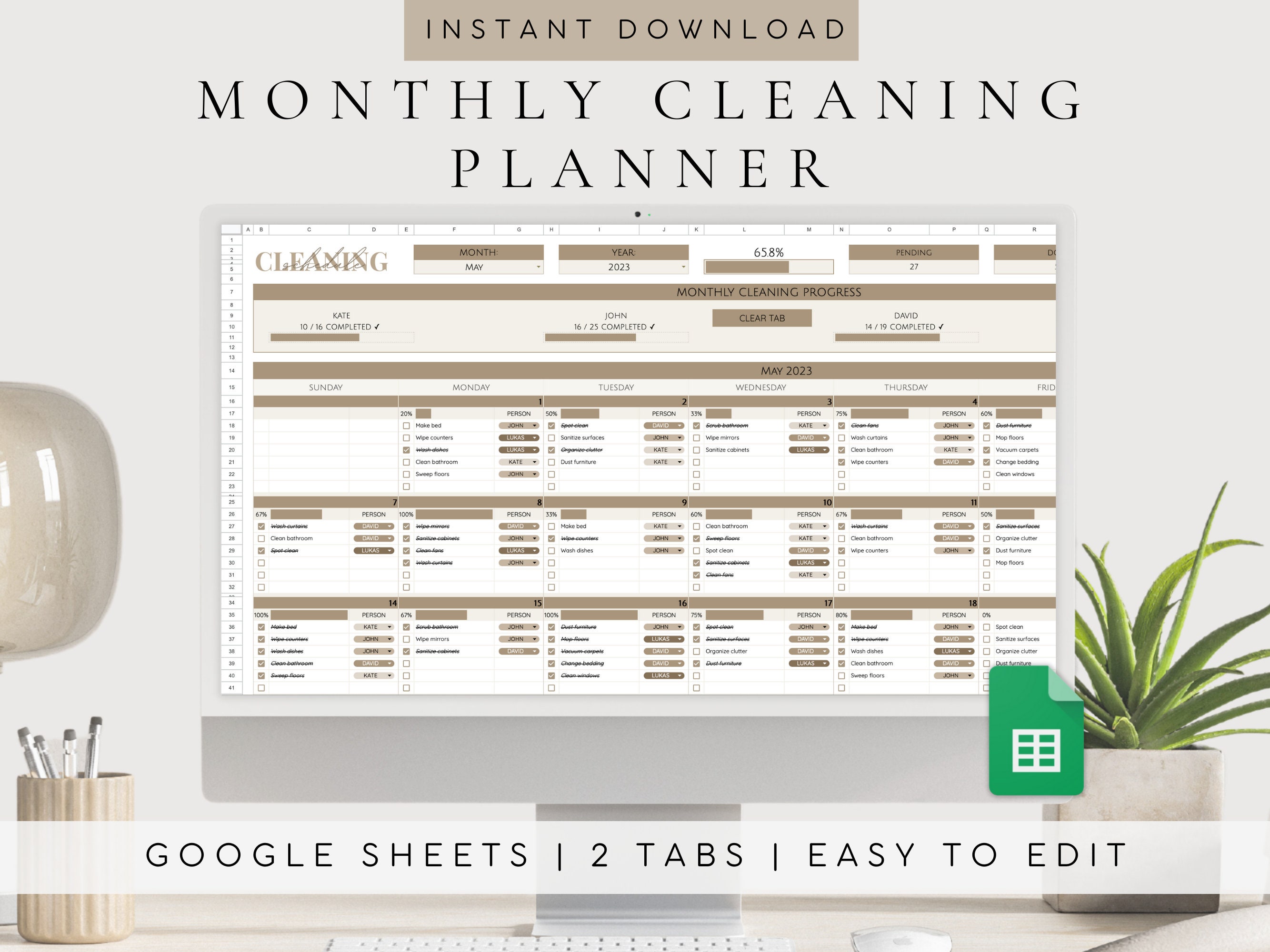 Editable Cleaning Schedule Spreadsheet Template Google Sheets | Daily ...