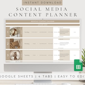 2025 Social Media Content Planner | Monthly Content Planner Template Google Sheets | Daily | Social Media Planner Sheets | Digital Download