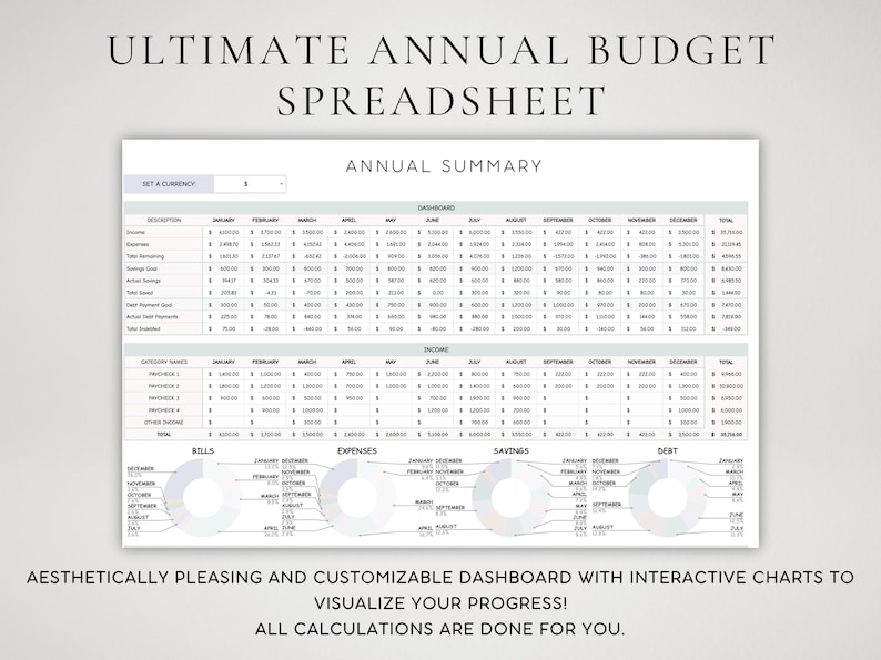 Budget Spreadsheet | 2026 Budget Spreadsheet Template | Annual Finance ...