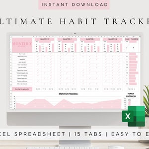2025 Habit Tracker Excel | Goal Setting | Goal Tracker | Routine Tracker | Excel Dashboard | Excel Spreadsheet | 2025 Digital Planner