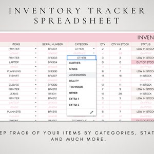 Inventory Tracker Template Spreadsheet Google Sheets Products Inventory Inventory Template Sheet Inventory Log Business Inventory image 4