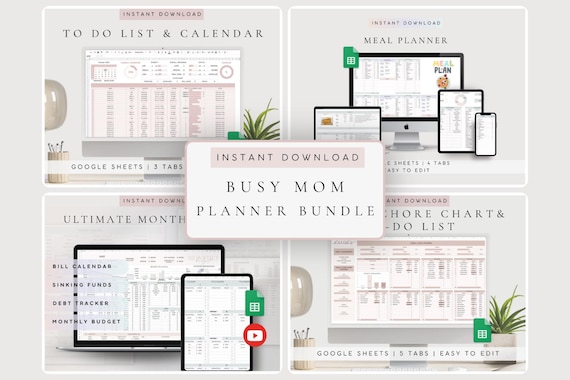 Busy Mom Planner Google Sheets | Family Organizer Spreadsheet | Household Tracker Template