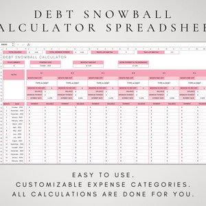 Calculateur de remboursement de dette Excel Feuille de calcul Dave Ramsey Calculatrice boule de neige sur la dette Suivi de la dette Modèle de planificateur budgétaire Planificateur financier image 2