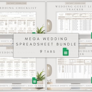 Digital Wedding Planner Google Sheet | Wedding Budget Planning | Wedding Tracker Template | Wedding Planner Template Bundle | Wedding Binder
