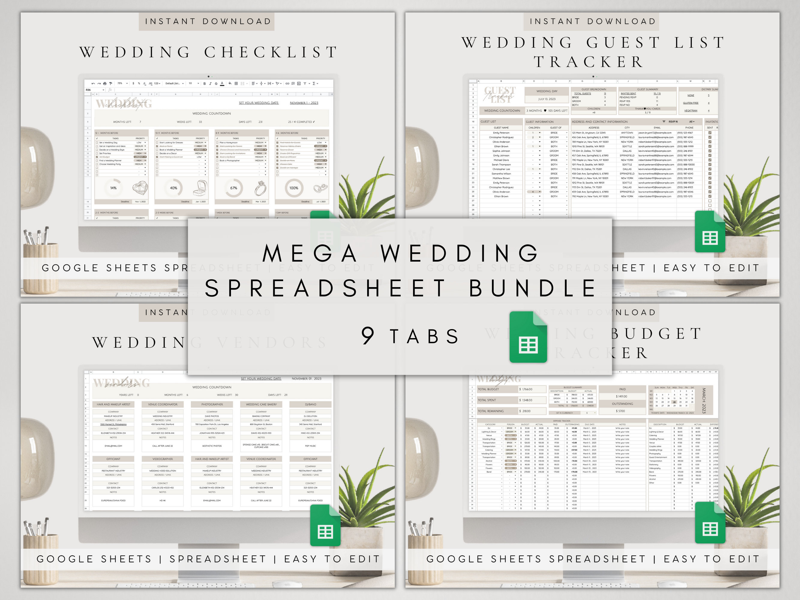 Digital Wedding Planner Google Sheet | Wedding Budget Planning | Wedding Tracker Template | Wedding Planner Template Bundle | Wedding Binder