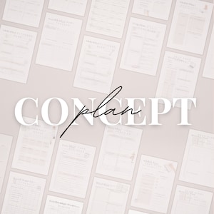 May include: A collection of printable planner pages with titles such as "Daily Self-Care Plan", "Monthly Goal Tracker", "Daily Self-Love Co-Practice", and "Brain Dump". The pages are designed in a minimalist style with a light pink background and black text.