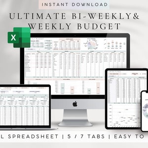 Ultimate BiWeekly and Weekly Paycheck Budget Spreadsheet | Monthly Budget Spreadsheet Excel| Excel Budget Planner | Debt Snowball Calculator