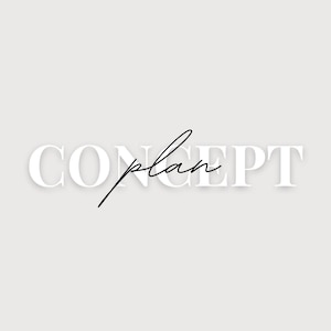 May include: A graphic design featuring the word CONCEPT in large, white, sans-serif capital letters. Overlaid across the centre is the word plan written in a thin, black, cursive script font, positioned between the letters CO and PT.