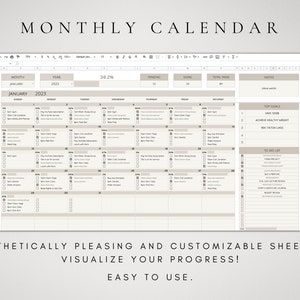 Digital Monthly Calendar 2024 2025 Google Sheets Task - Etsy