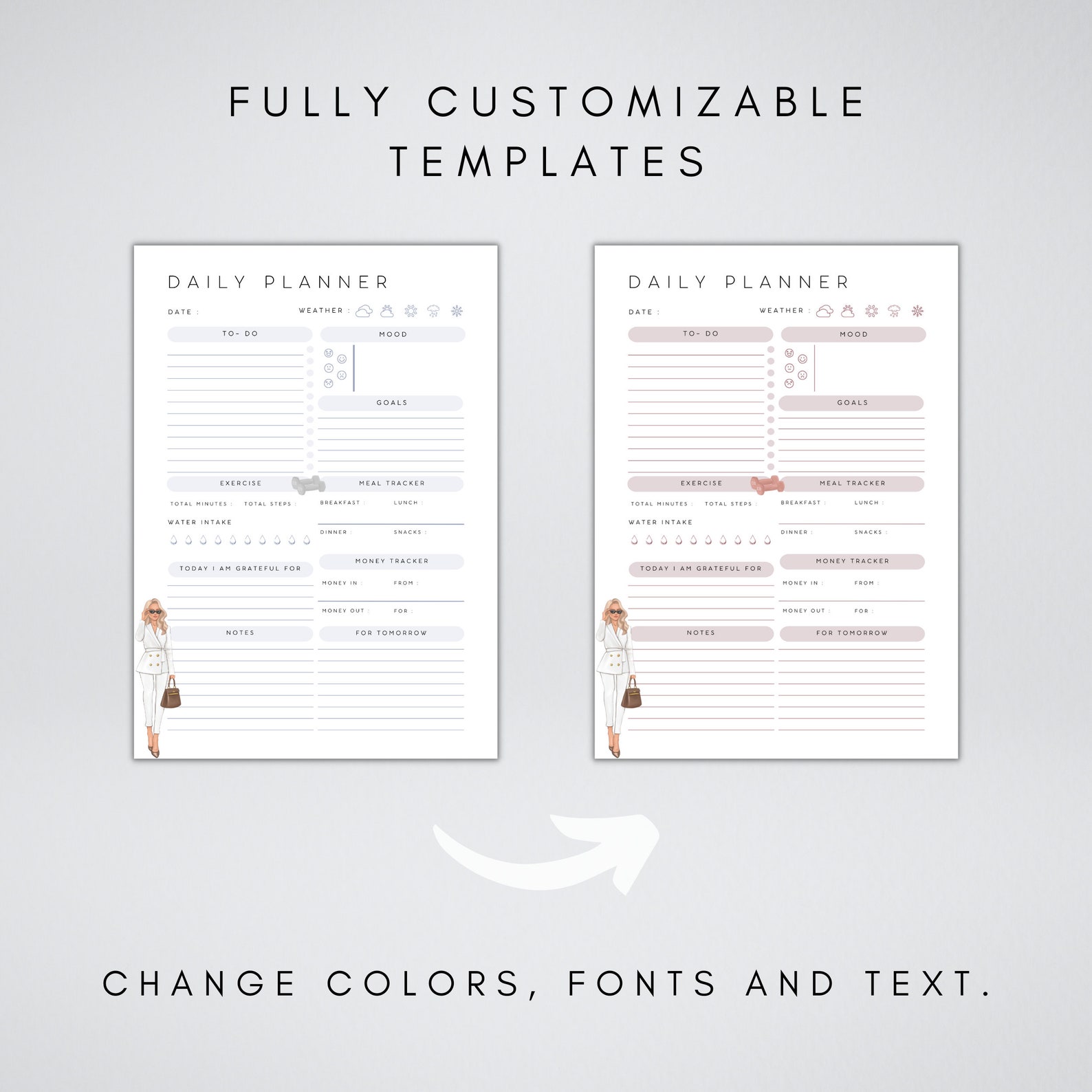 Daily Planner Printable | Editable to Do List | Todays Plan Canva ...
