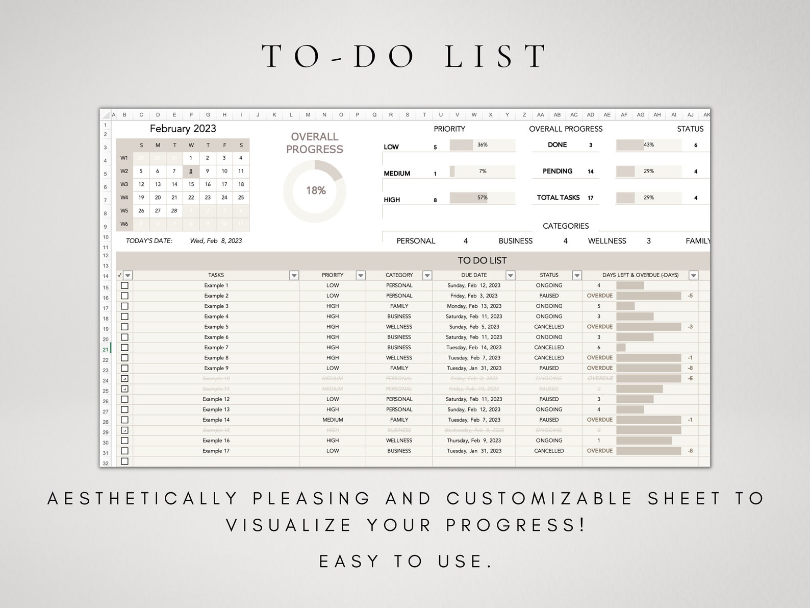 Excel to Do List Template Spreadsheet Task Planner Excel Daily to Do ...