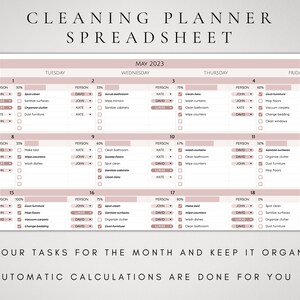 Digital Cleaning Schedule Spreadsheet Template Google Sheets | Family ...