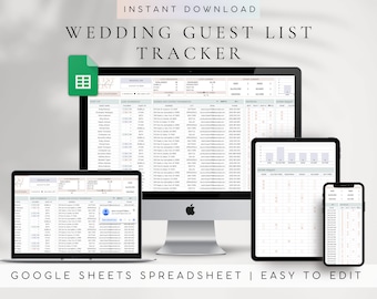 Digital Wedding Guest List Organizer Google Sheets | RSVP Tracking Sheet | Wedding Invitation Management | Wedding Coordinator Spreadsheet
