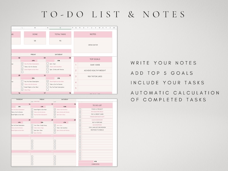 Editable Monthly Calendar Template, Task Tracker, To-do List (excel ...