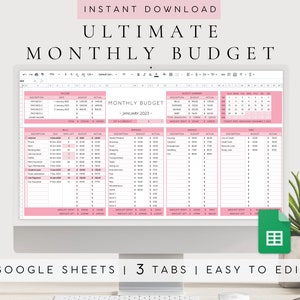Google Sheets Monthly Budget Planner | Budget Spreadsheet Template | Debt Payoff Tracker | Financial Tracker | Savings Tracker |Bill Tracker