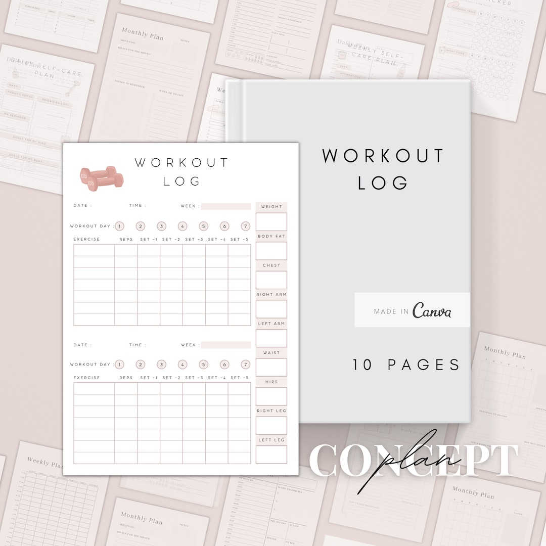 Digital Workout Planner Pages Printable Workout Log Fitness Planner