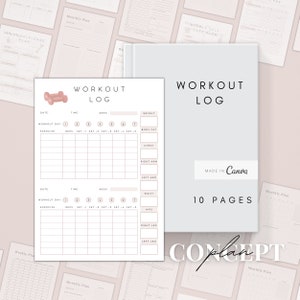 Digital Workout Planner Pages | Printable Workout Log | Fitness Planner | Wellness Journal | Health Planner | Weight Loss Tracker PDF A5, A4
