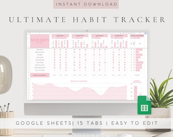 Digital Habit Tracker Tabelle Vorlage | Tor-Einstellung | Tor-Tracker | Tägliche, wöchentliche, monatliche Gewohnheiten | 2026 Digitaler Kalender | Aufgaben