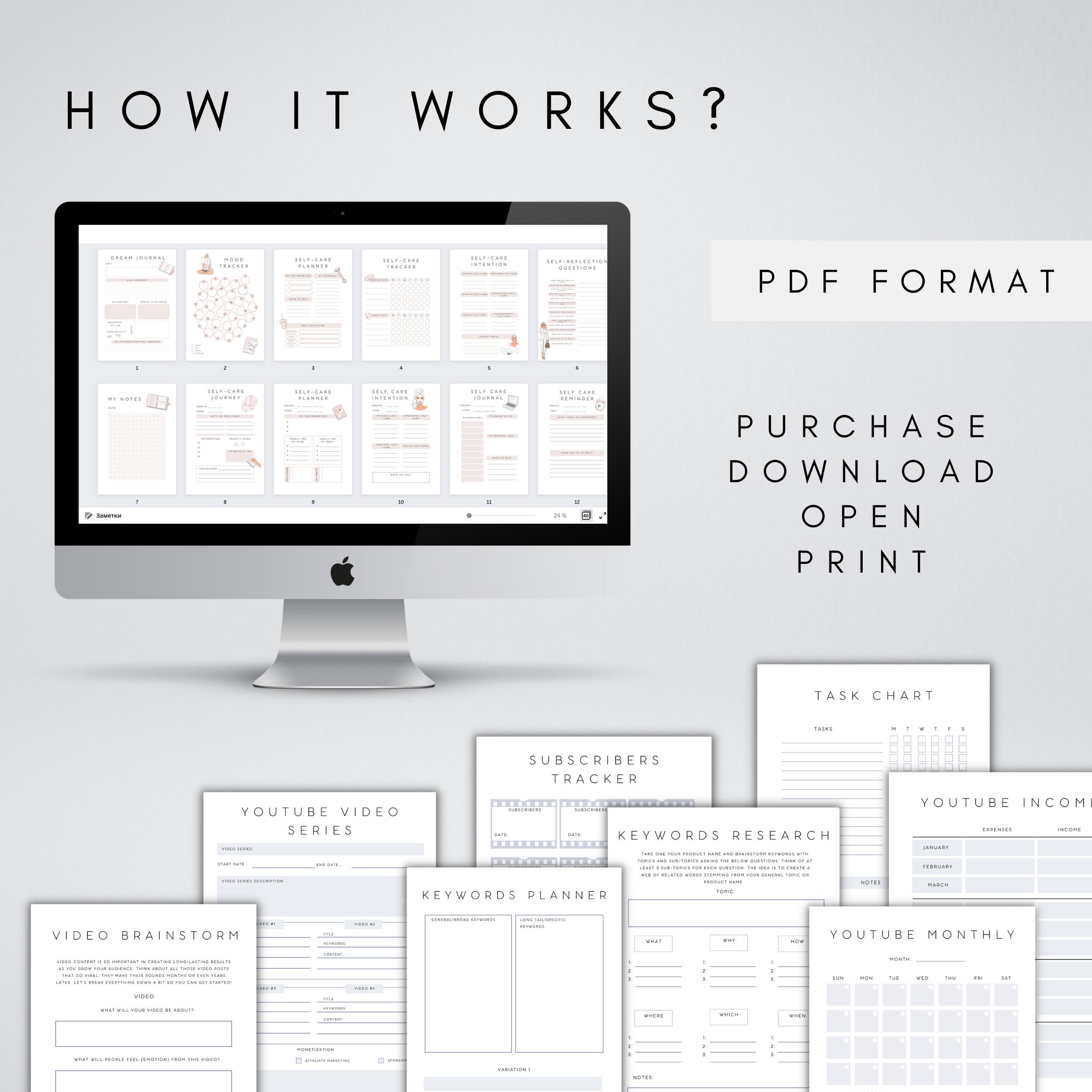 Printable Youtube Planner | Digital Blogger Worksheet | Social Media ...
