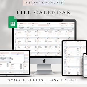 Digital Monthly Bill Calendar Template Google Sheets | Expense Tracker Google Sheets | Bill Tracker Template | Budget Spreadsheet | Calendar