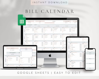 Digital Monthly Bill Calendar Template Google Sheets | Expense Tracker Google Sheets | Bill Tracker Template | Budget Spreadsheet | Calendar