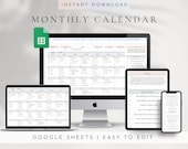 Monthly Calendar Spreadsheet Template Google Sheets | Task Tracker | Daily Calendar | Digital Calendar 2026 | To-Do List | Goal Tracker