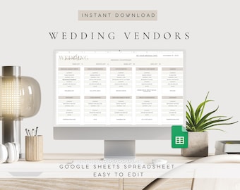 Wedding Vendor Spreadsheet | Wedding Vendor Tracker | Spreadsheet Vendor Comparisons Service Providers | Wedding Vendor Digital Planner