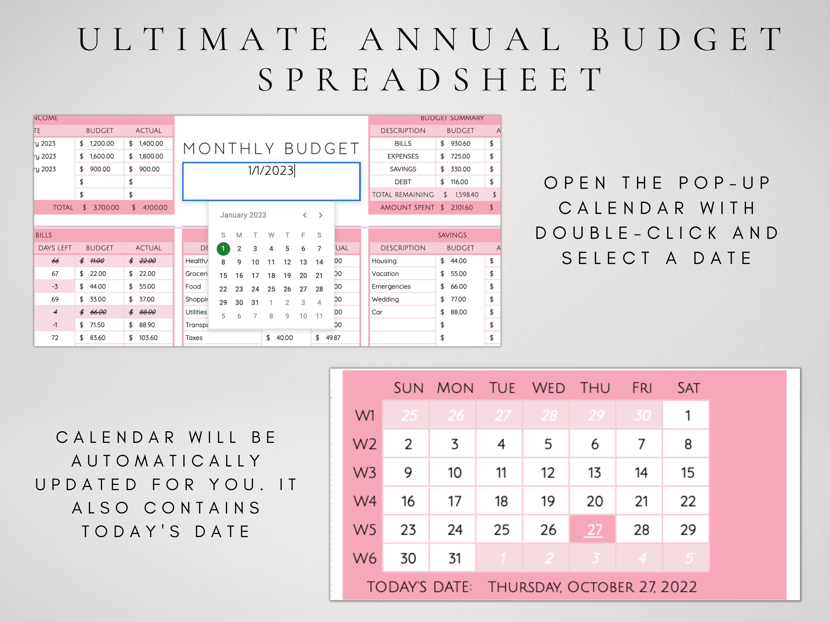 Annual Budget Template Google Sheets | Yearly Finance Tracker ...