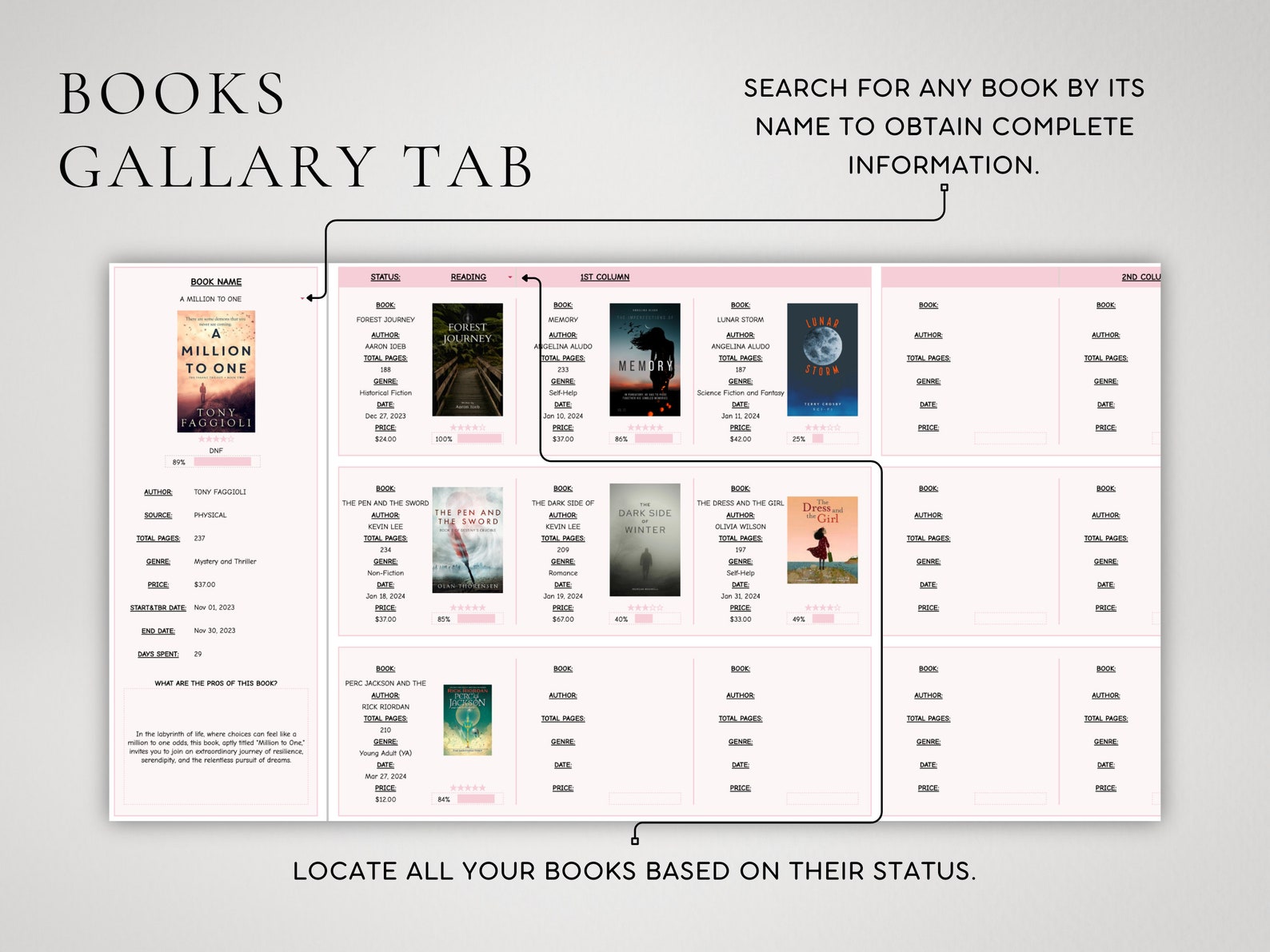 Track Your Reading Progress | Digital Reading Tracker Spreadsheet for ...