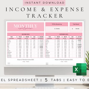Excel Budget Spreadsheet | Expense Tracker Excel | Income Tracker Sheet | Budget By Paycheck | Annual Budget Template | Monthly Budget Excel