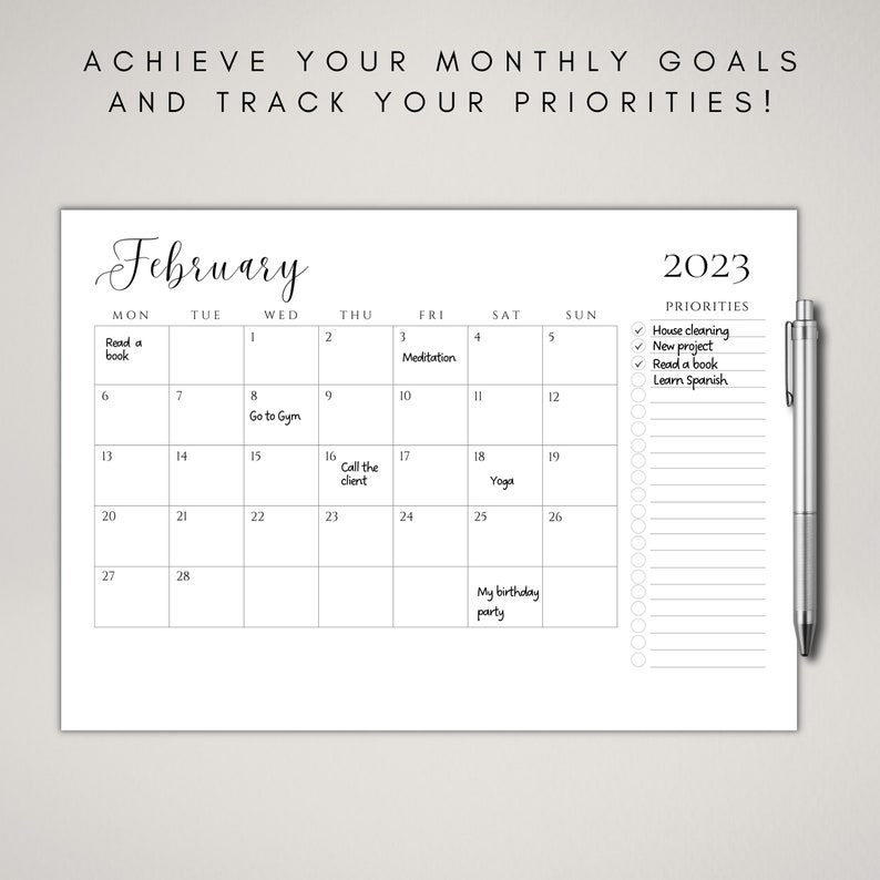 Editable 2023 Calendar Templates Canva Planner Pages Etsy